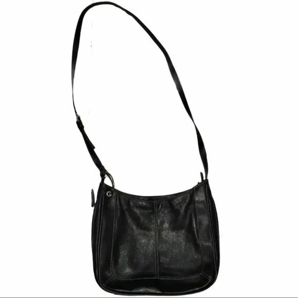 Tignanello black leather‎ purse w/ white stitching - Picture 2 of 7